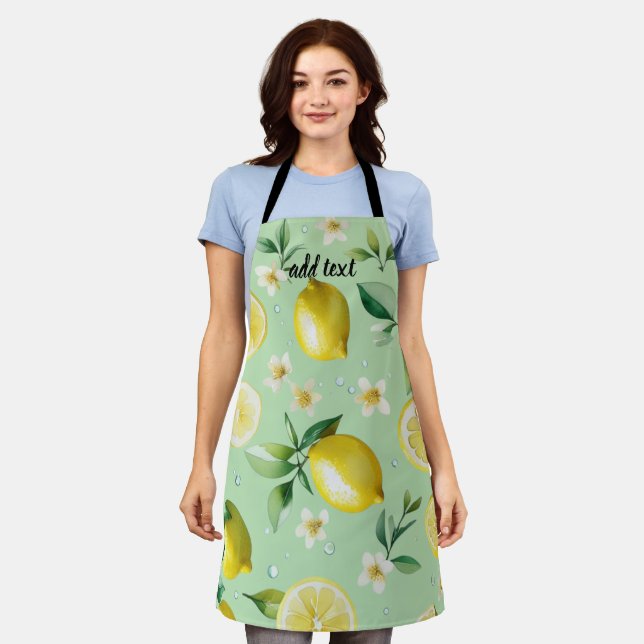 Modernes lemonblaues Blumenskript-Brautparty Schürze (Getragen)