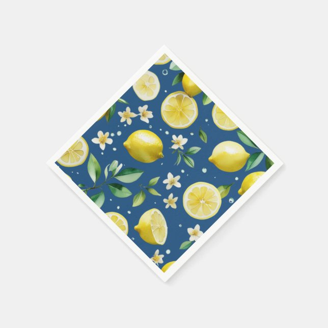 Modernes lemonblaues Blumenskript-Brautparty Serviette (Ecke)