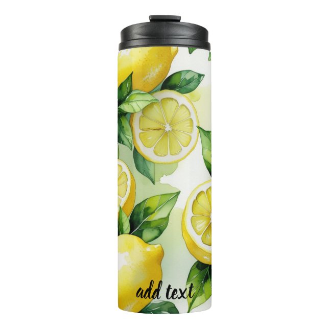 Modernes lemonblaues Blumenskript-Brautparty Thermosbecher (Vorderseite)