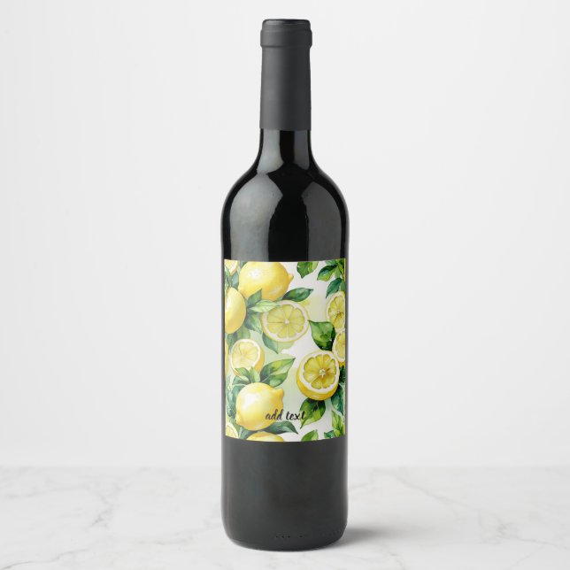 Modernes lemonblaues Blumenskript-Brautparty Weinetikett (Vorderseite)