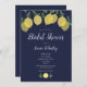 Modernes Lemons Navy Blue Brautparty Einladung (Vorne/Hinten)