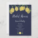 Modernes Lemons Navy Blue Brautparty Einladung (Vorderseite)