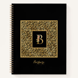 Modernes Leopard Gold Personal Monogram Letter B Notizbuch