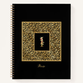 Modernes Leopard Gold Personal Monogram Letter I Notizbuch