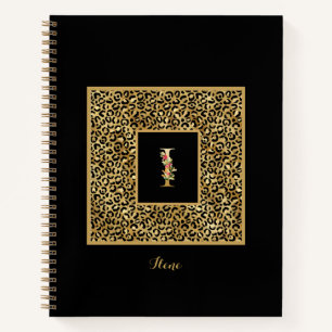 Modernes Leopard Gold Personal Monogram Letter I Notizbuch