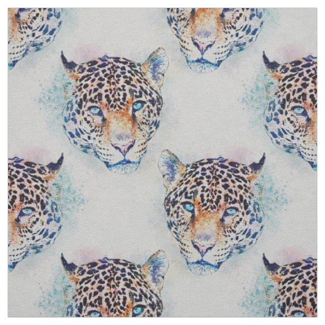 Modernes Leopard Portrait Farbenfrohe Malerei Stoff (Muster)