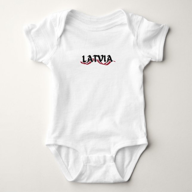 Modernes lettisches Flaggenland Souvenir Baby Strampler (Vorderseite)