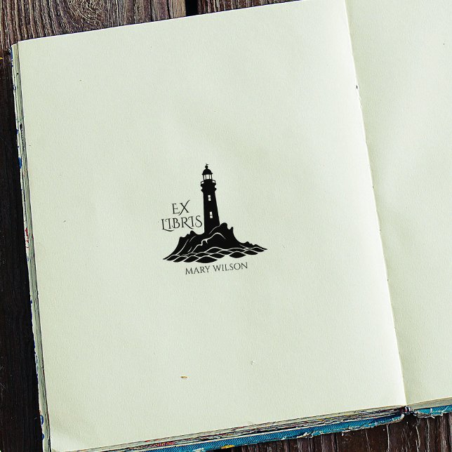 Modernes Leuchtturm Ex Libris Bibliothek Custom Gummistempel (Von Creator hochgeladen)