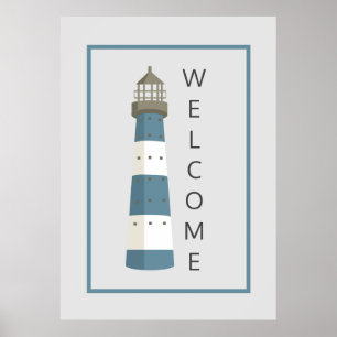 Modernes Leuchtturm Willkommen Poster