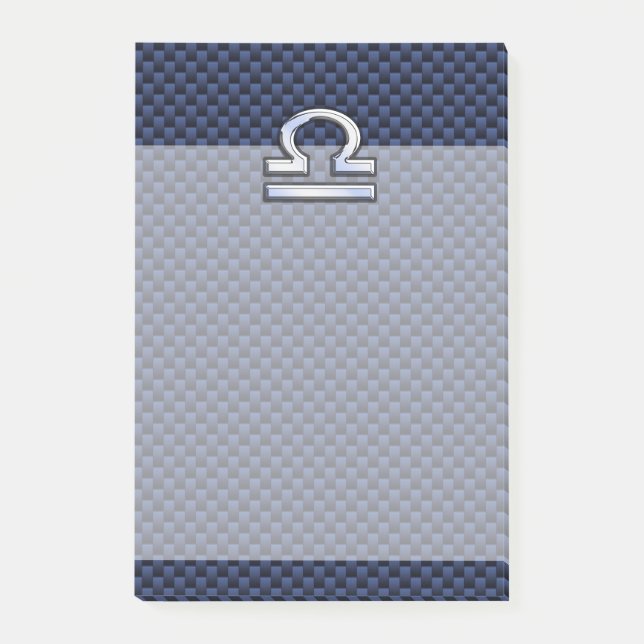 Modernes Libra-Zeichen auf Navy Blue Carbon Fibre Post-it Klebezettel (Vorderseite)