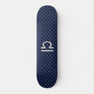 Modernes Libra-Zeichen auf Navy Blue Carbon Fibre Skateboard