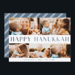 Modernes Licht | Elegant Hanukkah 5 FotoCollage Feiertagskarte<br><div class="desc">Erleben Sie Hanukkah mit diesen farbenfrohen Collage Cards aus Foto,  die 5 Ihrer Lieblingslandschaften oder horizontal ausgerichteten Fotos enthalten. "Happy Hanukkah" erscheint durch die Mitte in modernen Bicolor-Typ,  mit Ihrem Familiennamen,  benutzerdefinierten Gruß (mit "Liebe und Licht" gezeigt) und das Jahr am unteren Ende.</div>
