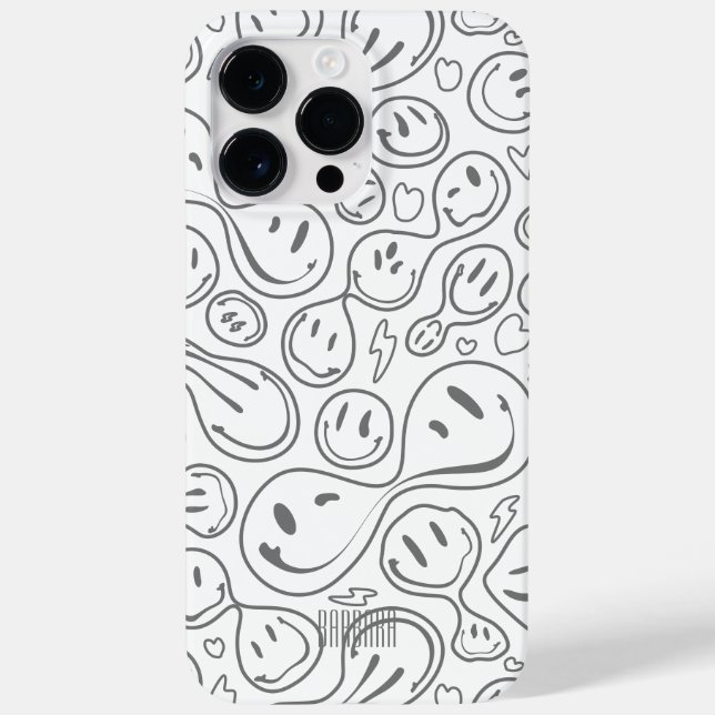 Modernes, lichtdurchlässiges Gesicht-Muster Stilwe Case-Mate iPhone 14 Pro Max Hülle (Rückseite)