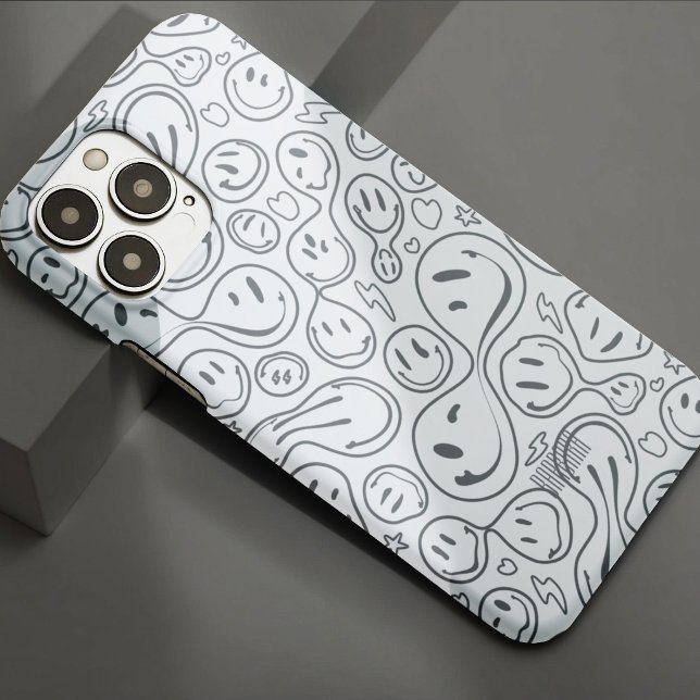 Modernes, lichtdurchlässiges Gesicht-Muster Stilwe Case-Mate iPhone 14 Pro Max Hülle (Modern Smiling Face Smile Pattern Stylish White Case-Mate iPhone Case
)