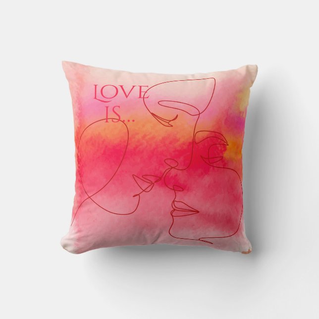 Modernes Liebe Kissen - Aquarelle Kunst (Vorderseite)