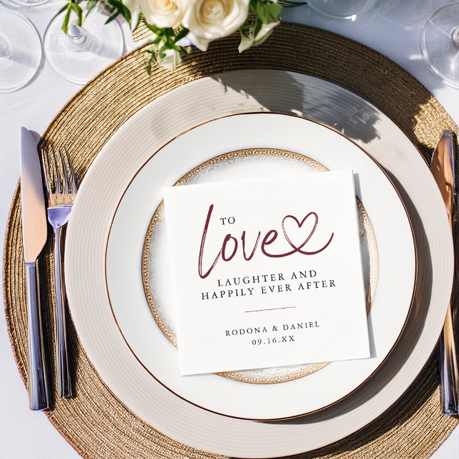 Modernes Liebe-Lachen nach Hochzeit Serviette (Modern Love Laughter Happily Ever After Wedding Napkins)