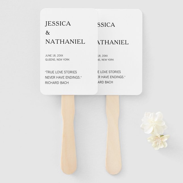 Modernes Liebe Zitat Schwarz-Weiß-Hochzeit Fächer (Vorne und Hinten)