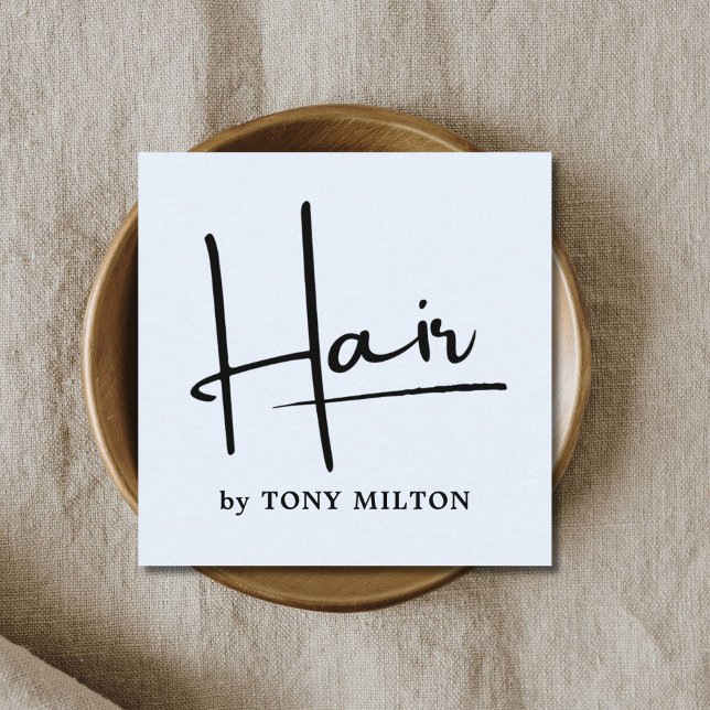 Modernes Light Blue Black Bold Friseursalon Quadratische Visitenkarte (Von Creator hochgeladen)