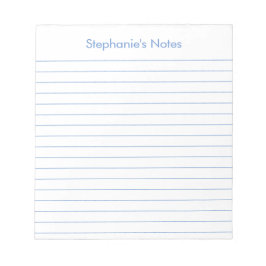 Modernes Light Blue Lined Personalisiert Notizblock