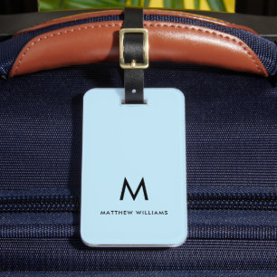 Modernes Light Blue Minimal Monogram kundenspezifi Gepäckanhänger