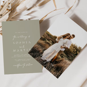 Modernes Light Slate Gray Foto Hochzeitseinladung Einladung
