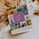 Modernes lila 10-Foto-Collage-Raster Karte<br><div class="desc">Moderner,  einfacher Geburtstag lila 10 Foto Collage Grid mit bearbeitbaren Farben und moderne Typografie.</div>