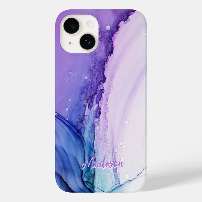 Modernes Lila Abstraktes Personalisiert Case-Mate iPhone 14 Hülle (Rückseite)