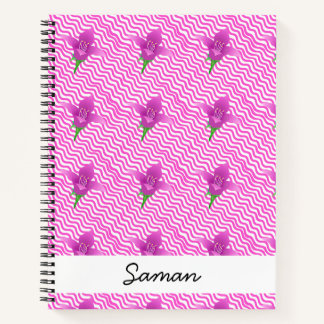 Modernes Lila Blumenmuster Notizbuch