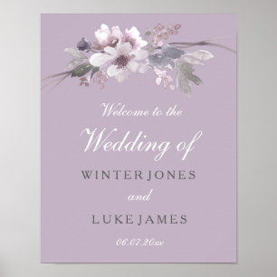Modernes Lila Blumenwasser-Hochzeitsposter Poster