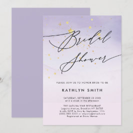 Modernes Lila Brautparty für Wasserfarbkalligraphi Einladung