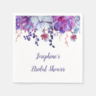 Modernes Lila Brautparty mit Aquarellfarben Serviette