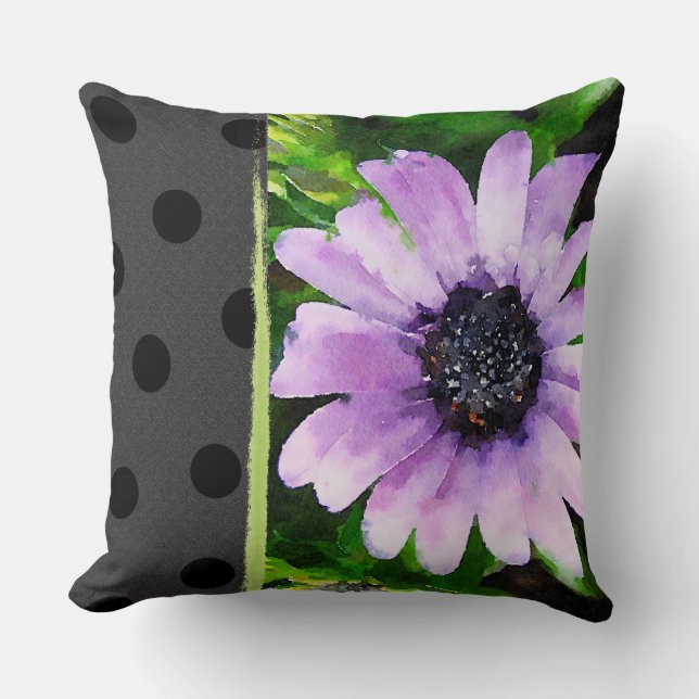 Modernes Lila Daisy-Kissen Kissen (Vorderseite)