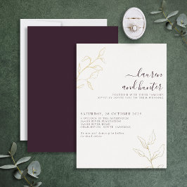 Modernes Lila Drehbuch Botanische Hochzeit Gold Folieneinladung
