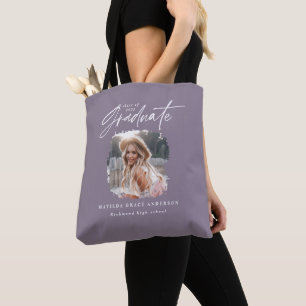 Modernes lila Drehbuch Foto Eleganter Abschluss Tasche