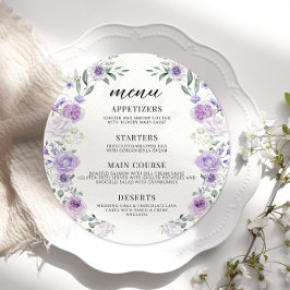 Modernes Lila Floral Lilac Wedding Round Flat Menu Menükarte