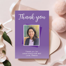 Modernes Lila GeburtstagsFoto Dankeskarte