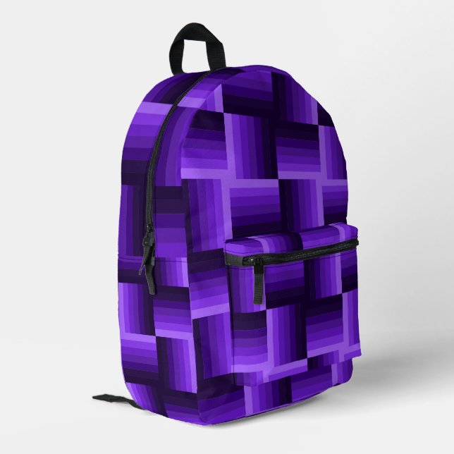 Modernes, Lila, gekreuztes Muster Bedruckter Rucksack (Rückseitige Ecke links)