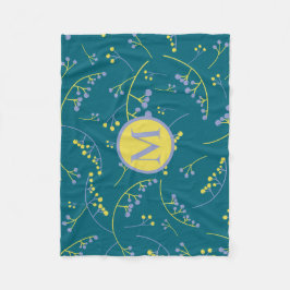 Modernes, lila gelbes Beerenmuster Fleecedecke