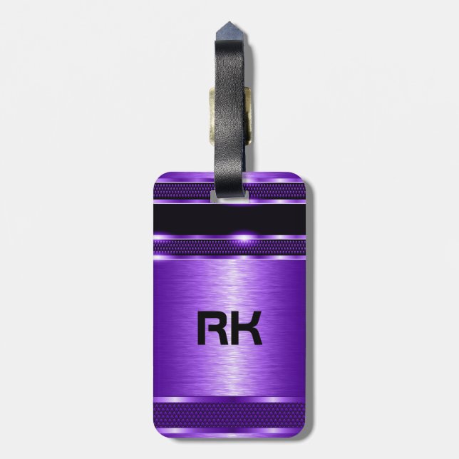 Modernes Lila geometrisches Design Gepäckanhänger (Rückseite vertikal)