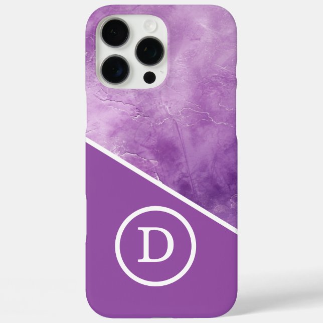 Modernes Lila geometrisches Monogramm iPhone 16 Pro Max Hülle (Rückseite)