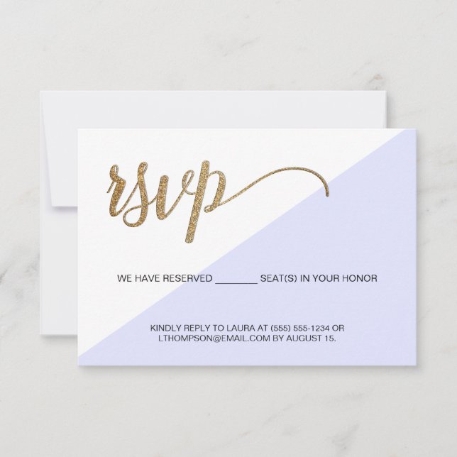 Modernes Lila Gold UAWG ohne Mailing Reservierungs RSVP Karte (Vorderseite)