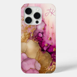 Modernes Lila Goldmarmormonogramm Personalisiert Case-Mate iPhone Hülle