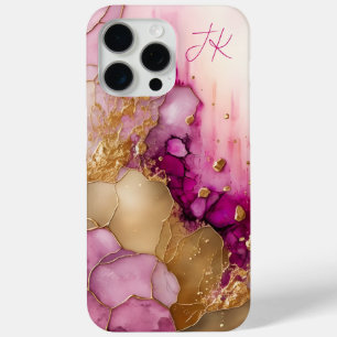 Modernes Lila Goldmarmormonogramm Personalisiert Case-Mate iPhone Hülle