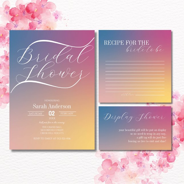 Modernes Lila Gradient Ombre Script-Brautparty Einladung (Von Creator hochgeladen)