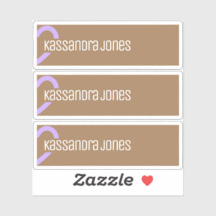 Modernes Lila Herz Form Vintag Braun Halbherz Aufkleber