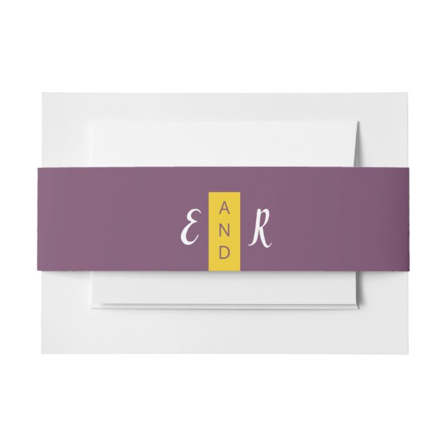 Modernes lila Hochzeitmonogramm Einladungsbanderole (Vorderseite Beispiel)