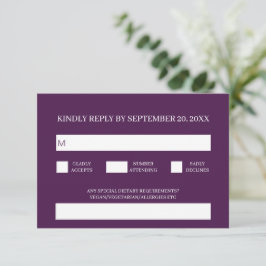 Modernes Lila Hochzeitsszenario Begleitkarte