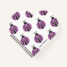Modernes Lila Ladybug Personalisiert Notizbuch