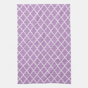 Modernes Lila Lilac und weißes marokkanisches Quat Geschirrtuch