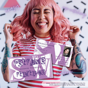 Modernes Lila Lilac-Weiß mit Foto und Monogramm Visitenkarte